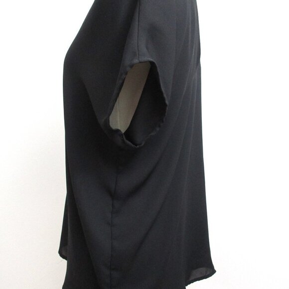 Shine Star Blouse Top Women Size L Black Cold Shoulder Sleeve Pullover Polyester - Picture 5 of 12